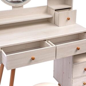 CIATRE Elegant Vanity Table Set with LED Mirror and Spacious Storage, Adjustable Length, and Stylish Design - Perfect for Your Makeup Routinecity