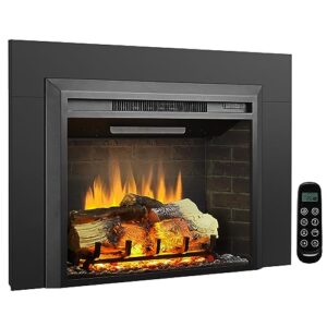 legendflame carl 28 inches with trim kit, electric fireplace insert, fireplace heater 750/1500w, fire crackling sound, adjustable flame speed, remote control, black…