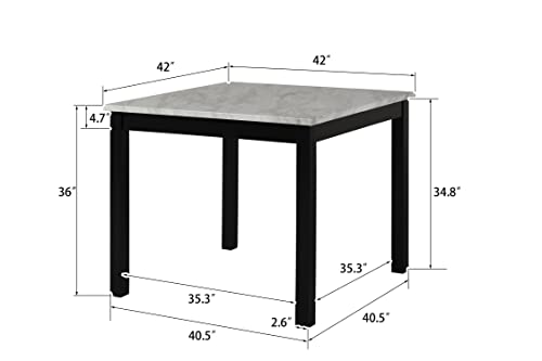 GLORHOME 4 5-Piece Counter Height Set with One Faux Dining Table and Four Upholstered-Seat Chairs for Kitchen, Black+Marble White