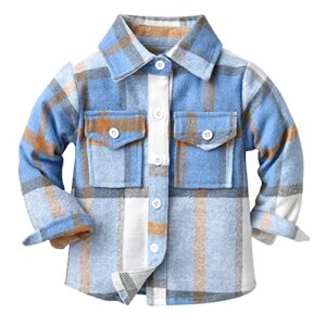 kids toddler baby boys autumn winter plaid cotton long sleeve cardigan jacket clothes trench coat (e19-blue, 5-6 years)