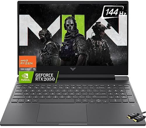 HP 2023 Gaming Laptop Victus, 15.6" FHD IPS 144Hz, 6-Core Ryzen 5 7535HS (Beats i7-11800H), GeForce RTX 2050 4GB GDDR6 Graphic, Backlit KB, B&O, Bluetooth 5.3, Windows 11 Home(64GB|2TB SSD)