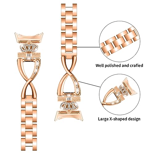 Fit for Google Pixel Watch Bands Metal Jewelry Stainless Steel Straps Replacement Bands Bracelet Wristbands for Google Pixel Watch (Gold)