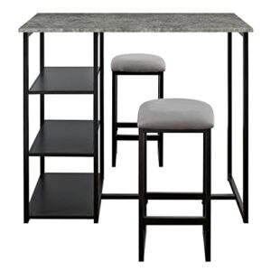 mfchy 3 piece metal bar set with faux concrete top table and upholstered stools kitchen furniture set