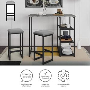 MFCHY 3 Piece Metal Bar Set with Faux Concrete Top Table and Upholstered Stools Kitchen Furniture Set