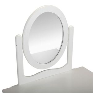 Vanity Table and Chair Set, Makeup Dressing Table with 360° Rotating Mirror and Large Drawer - White,White