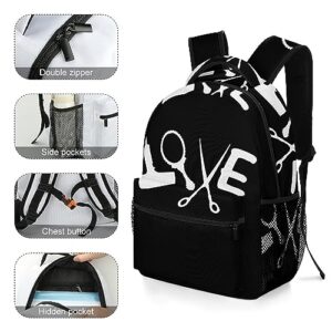 Hairdresser Hairstylist Love Barber Tool Backpacks Cute Shoulder Bag Laptop Bags Work Travel Causal Daypack Gift