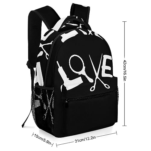 Hairdresser Hairstylist Love Barber Tool Backpacks Cute Shoulder Bag Laptop Bags Work Travel Causal Daypack Gift