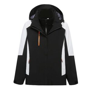 qiguandz women's 3 in 1 ski hooded jacket waterproof snowboarding jacket insulated fleece zipper jacket winter snow raincoat