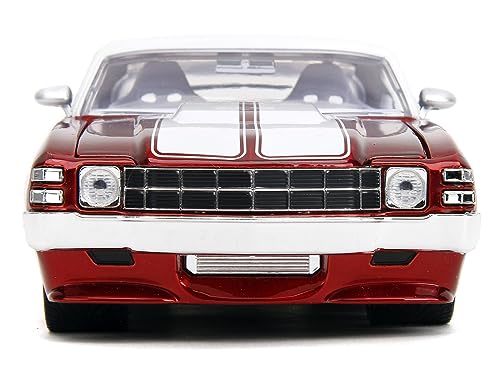1971 Chevy Chevelle SS Candy Red with White Top, White Stripes and White Interior Bigtime Muscle Series 1/24 Diecast Model Car by Jada 35020