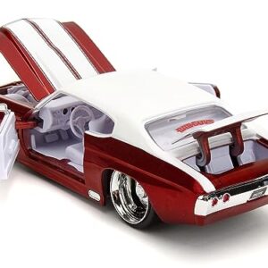 1971 Chevy Chevelle SS Candy Red with White Top, White Stripes and White Interior Bigtime Muscle Series 1/24 Diecast Model Car by Jada 35020