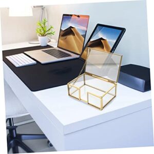 Tofficu 2 Pcs Metal Business Card Case Tea Bag Organizer Box Vintage Pictures Clear Jewelry Organizer Box Collection Cards Box Glass Jewelry Trinket Box Clear Jewelry Holder Id Display Box