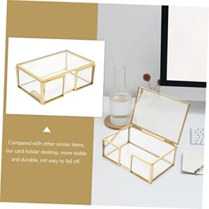 Tofficu 2 Pcs Metal Business Card Case Tea Bag Organizer Box Vintage Pictures Clear Jewelry Organizer Box Collection Cards Box Glass Jewelry Trinket Box Clear Jewelry Holder Id Display Box