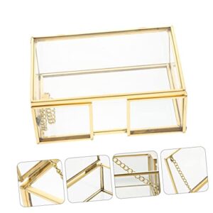 Tofficu 2 Pcs Metal Business Card Case Tea Bag Organizer Box Vintage Pictures Clear Jewelry Organizer Box Collection Cards Box Glass Jewelry Trinket Box Clear Jewelry Holder Id Display Box