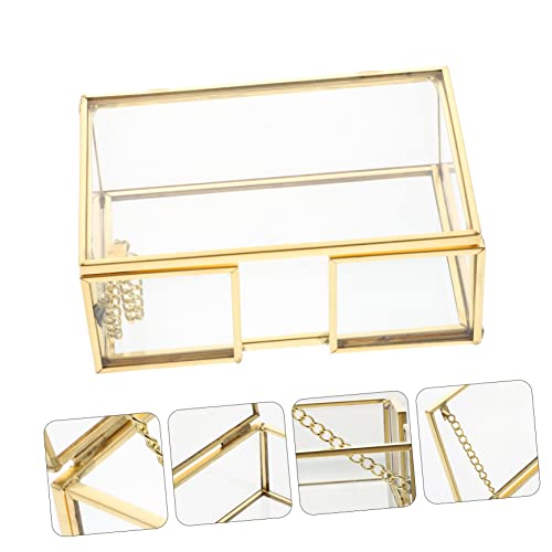 Tofficu 2 Pcs Metal Business Card Case Tea Bag Organizer Box Vintage Pictures Clear Jewelry Organizer Box Collection Cards Box Glass Jewelry Trinket Box Clear Jewelry Holder Id Display Box