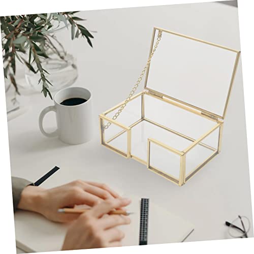 Tofficu 2 Pcs Metal Business Card Case Tea Bag Organizer Box Vintage Pictures Clear Jewelry Organizer Box Collection Cards Box Glass Jewelry Trinket Box Clear Jewelry Holder Id Display Box