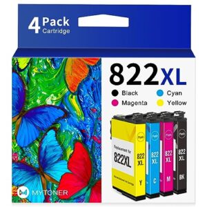 mytoner 822xl remanufactured printer ink cartridges replacement for epson 822xl t822 822 xl combo pack for epson workforce pro wf-3820 wf-4830 wf-4820 wf-4833 wf-4834 (bkcmy, 4 pack)