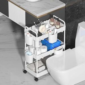 TiLeMiun Rolling Cart Laundry Slim Storage Utility Cart Bathroom 4 Tier Mobile Nursery Multifunctional Slide Out Organizer