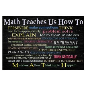 posters math teaches us how to persevere make connections think math, classroom, back to school, lover math art decor, classroom decor, math teacher gift [unframe]
