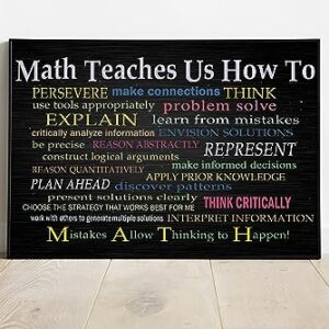 Posters Math Teaches Us How To Persevere Make Connections Think Math, Classroom, Back To School, Lover Math Art Decor, Classroom Decor, Math Teacher Gift [UNFRAME]