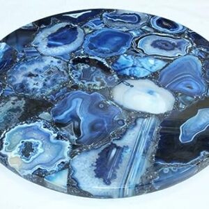 54 x 54 Inches Black Agate Stone Resin Art Living Room Table with Luxurious Look Round Shape Marble Dining Table Top