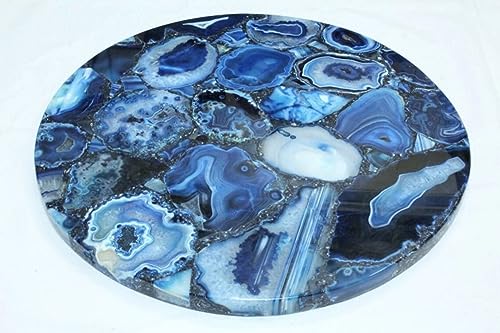 54 x 54 Inches Black Agate Stone Resin Art Living Room Table with Luxurious Look Round Shape Marble Dining Table Top