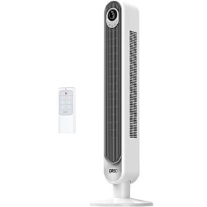 dreo tower fan 42 inch, quiet oscillating bladeless fan with remote, 6 speeds, 4 modes, led display, 12h timer, white floor standing fan powerful for indoor home bedroom office room
