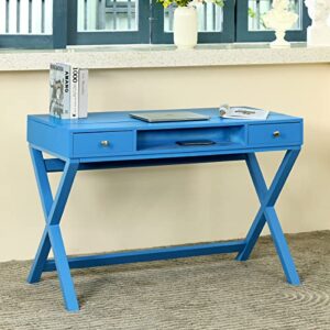 AVGVLIJ Lift Desk with 2 Drawer Storage, Computer Desk with Lift Table Top, Adjustable Height Home Study Writing Table Desk for Office, Home, Living Room (Blue)