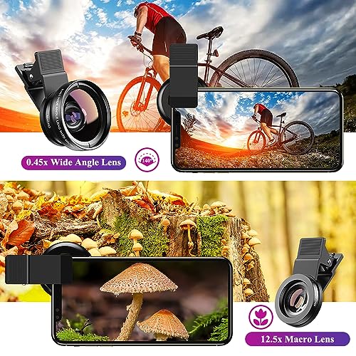 Phone Lens kit 0.45x Super Wide Angle & 12.5X Macro Micro Lens HD Camera Lentes fit for iPhone 6S 7 Xiaomi More cellphones