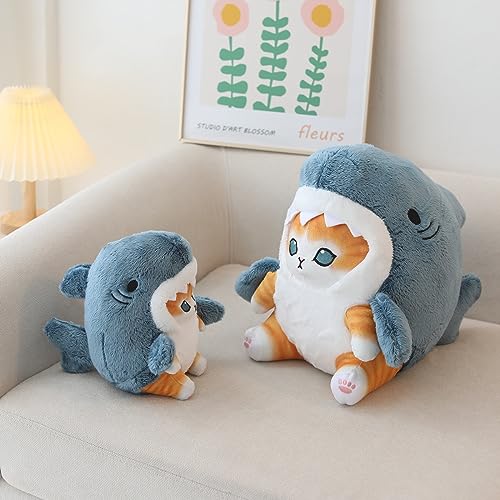 Shark Cat Plush Toy, Cute Fried Shrimp Shark Stuffed Animals Doll, Kawaii Shark Cat Plush Pillow Toy Birthday for Kids Boys Girls (21inch, Blue)