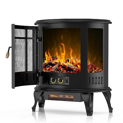 ZIONHEAT Infrared Heating Electric Fireplace Stove, Freestanding Fireplace Heater, Adjustable Brightness and Heating, Overheating Protection System, 1000w/1500w