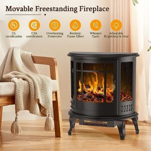 ZIONHEAT Infrared Heating Electric Fireplace Stove, Freestanding Fireplace Heater, Adjustable Brightness and Heating, Overheating Protection System, 1000w/1500w