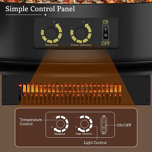 ZIONHEAT Infrared Heating Electric Fireplace Stove, Freestanding Fireplace Heater, Adjustable Brightness and Heating, Overheating Protection System, 1000w/1500w