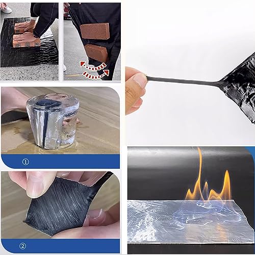 ShEyle Waterproof Self-Adhesive Roof Repair Tape,Aluminum Foil Tape Bituminous Sealing Tape for Roof Leak Hole Gutter,Surface Crack,Window Sill Gap,Outdoor Use,Customizable (0.1x5m)