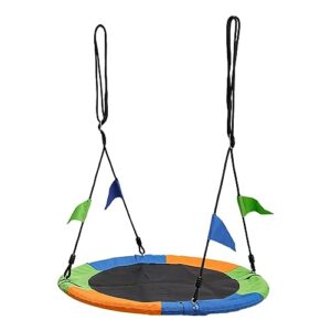 40 inch saucer tree swing for kids adults with hanging straps and adjustable ropes round swings for outside camping, 900d oxford waterproof (3 colors)