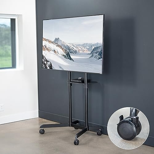 VIVO Mobile Premium TV Cart for 32 to 88 inch Screens up to 154 lbs, Samsung Digital Flipchart, Microsoft Surface Hub 2S, Portrait to Landscape, Shelf, Wheels, Max VESA 600x400, Black, STAND-TV02PB