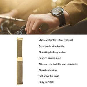 EVGATSAUTO Smart Watch Wristband, Smart Watch Strap Replacement Strong Magnet 18mm Easy to Install Fashionable (Gold)