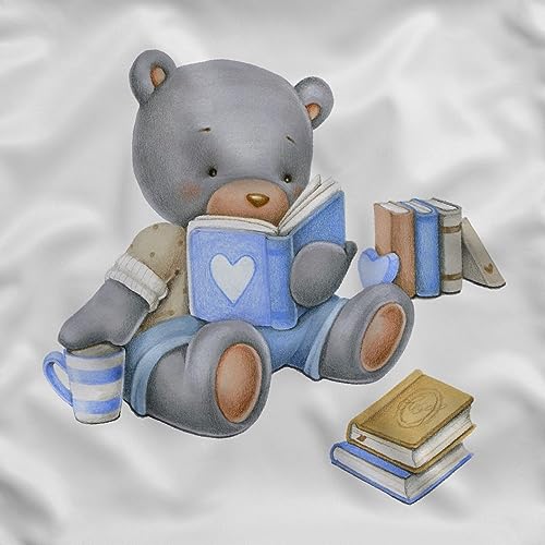 UniqueFabricPanels 13x13 inch Quilt Square, Cute Image of Baby Teddy Bear, Fabric Panel for Quilting, Baby Quilt Panel, Cotton Baby Panel, Blanket Panels, Panel for Quilts, Blue