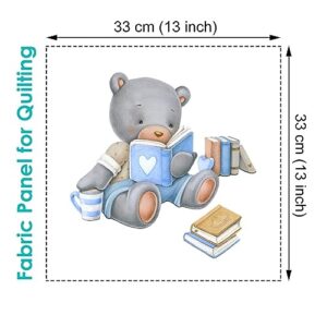 UniqueFabricPanels 13x13 inch Quilt Square, Cute Image of Baby Teddy Bear, Fabric Panel for Quilting, Baby Quilt Panel, Cotton Baby Panel, Blanket Panels, Panel for Quilts, Blue