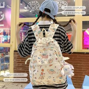 HAPIKI Kawaii Backpack with Cute Accessories 15.6 Inch Laptop Casual Travel Daypacks New Semester Gifts Aesthetic Bag (01-beige,15.6 inch)