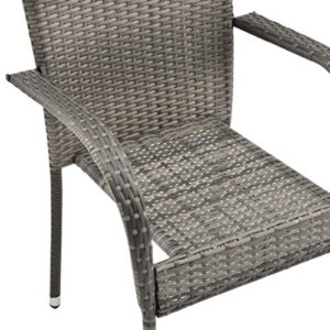 WHOPBXGAD 5 Piece Patio Dining Set Rattan Chair,Gardens Patio Furniture,Oak Patio Furniture Set,Sui for Gardens, lawns, terraces, poolsides, patios,Gray Poly Rattan