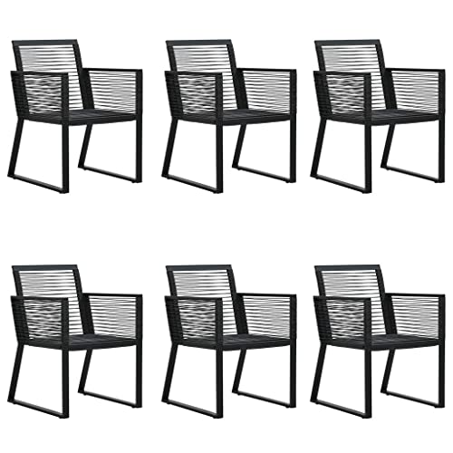 WHOPBXGAD 7 Piece Patio Dining Set Rattan Chair,Gardens Patio Furniture,Oak Patio Furniture Set,Sui for Gardens, lawns, terraces, poolsides, patios,Black PVC Rattan