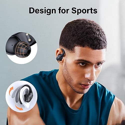 Wireless Earbuds Bluetooth Headphones 70hrs Playback Ear Buds IPX7 Waterproof with Wireless Charging Case & Dual Power Display Over-Ear Stereo Bass Earphones with Earhooks for Sports/Workout/Running