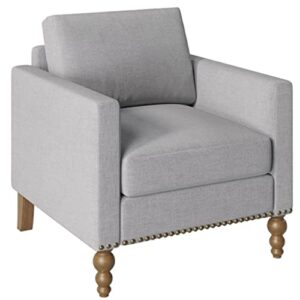sgzyl linen armchair accent chair with nailhead trim wooden legs single sofa couch for living room, bedroom, balcony,