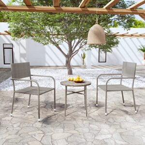 whopbxgad 3 piece patio dining set rattan chair,gardens patio furniture,oak patio furniture set,sui for gardens, lawns, terraces, poolsides, patios,poly rattan gray
