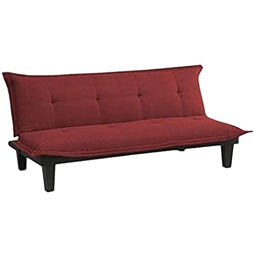 sgzyl Convertible Futon Couch Bed with Microfiber Upholstery and Wood Legs, Red