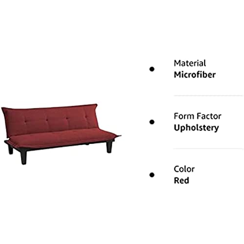 sgzyl Convertible Futon Couch Bed with Microfiber Upholstery and Wood Legs, Red