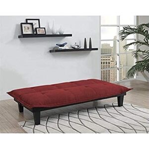 sgzyl Convertible Futon Couch Bed with Microfiber Upholstery and Wood Legs, Red