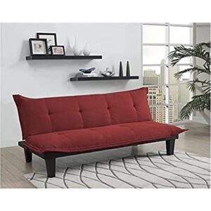 sgzyl Convertible Futon Couch Bed with Microfiber Upholstery and Wood Legs, Red