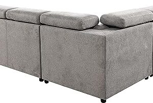 125"w U-Shaped Oversized Modular Sectional Sofa with Pull Out Sleeper Bed Adjustable Headrest and Right Storage Chaise Lounge,Convertible Upholstered Tufted Cushion 7-Seat Sofá&Couch for Large Space