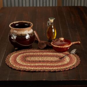 ginger spice jute placemat 12x18 oval terra cotta burgundy tan